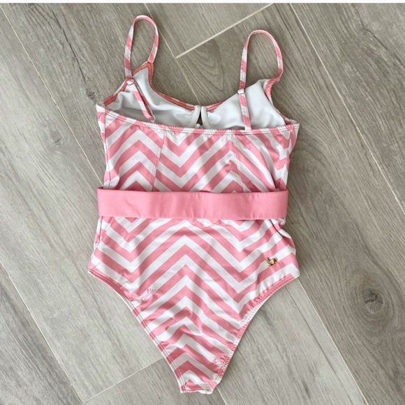 Capittana Stylish Pink Chevron One-Piece Swimsuit - Picture 4 of 8